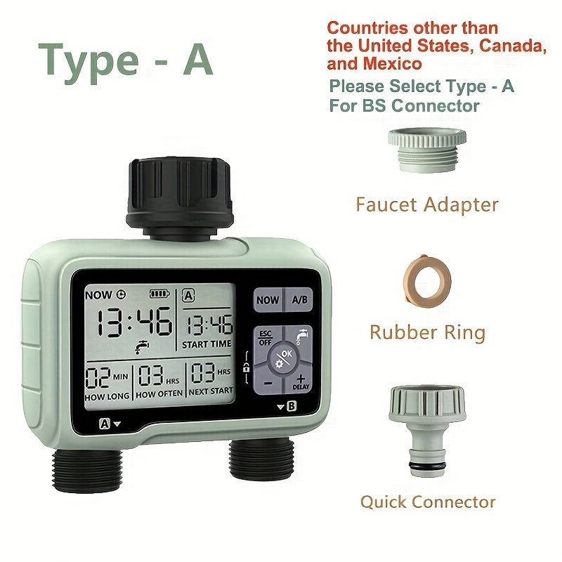 Dual-Outlet Water Timer for Automatic Irrigation