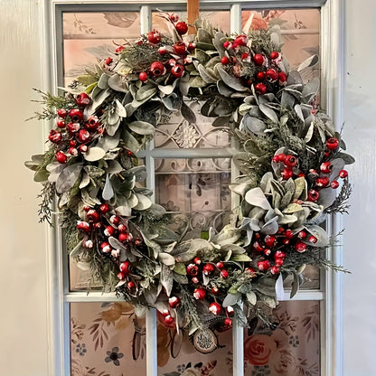 Winter Red Berry Wreath for Door Wall Decor