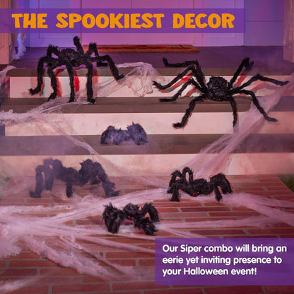 Giant Spider Halloween Decoration Set (6pcs)