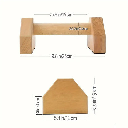 Wooden Push-Up Support Handles - Non-Slip Pad Included
