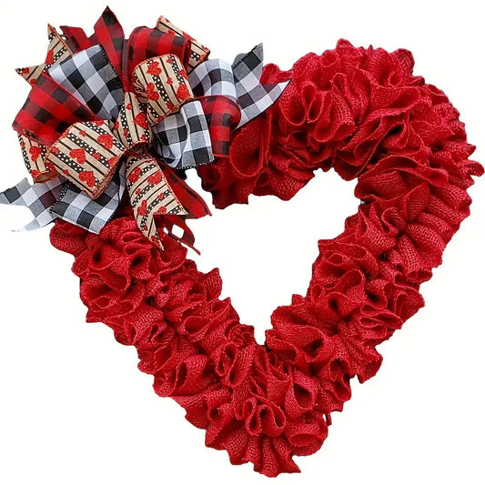 Valentine's Day Wrinkled Hemp Rope Heart-shaped Wreath