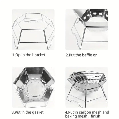 Foldable Stainless Steel Camping Charcoal Grill