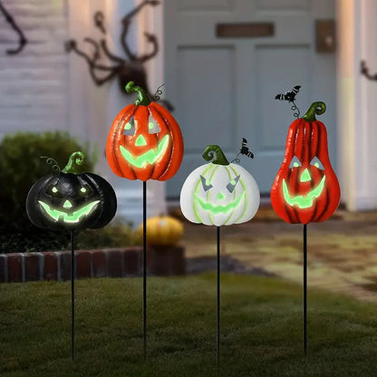 Spooktacular Glow: Set of 4 Halloween Fluorescent Pumpkin Yard Signs