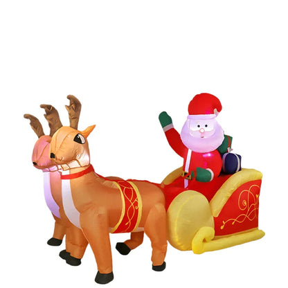 Christmas Santa Reindeer Sleigh Inflatable LED Yard Decor