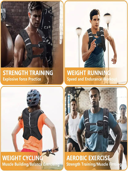 18Lbs Weighted Vest - Adjustable, Solid Black