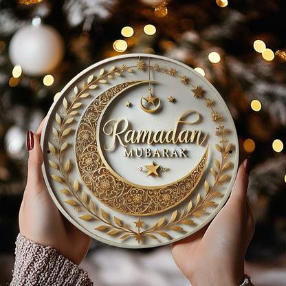 Ramadan Mubarak Aluminum Crescent Star Decor