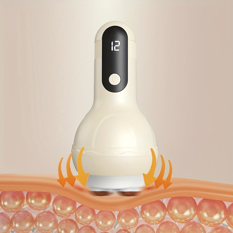LCD Display Electric Full Body Massager - 12 Gears Adjustment(Cream)