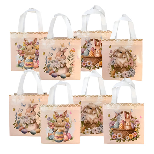 24pcs Vintage Easter Bunny Gift Bags Fabric Totes