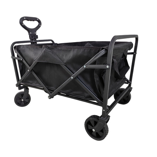 Foldable Utility Wagon with Side Pockets and Brakes