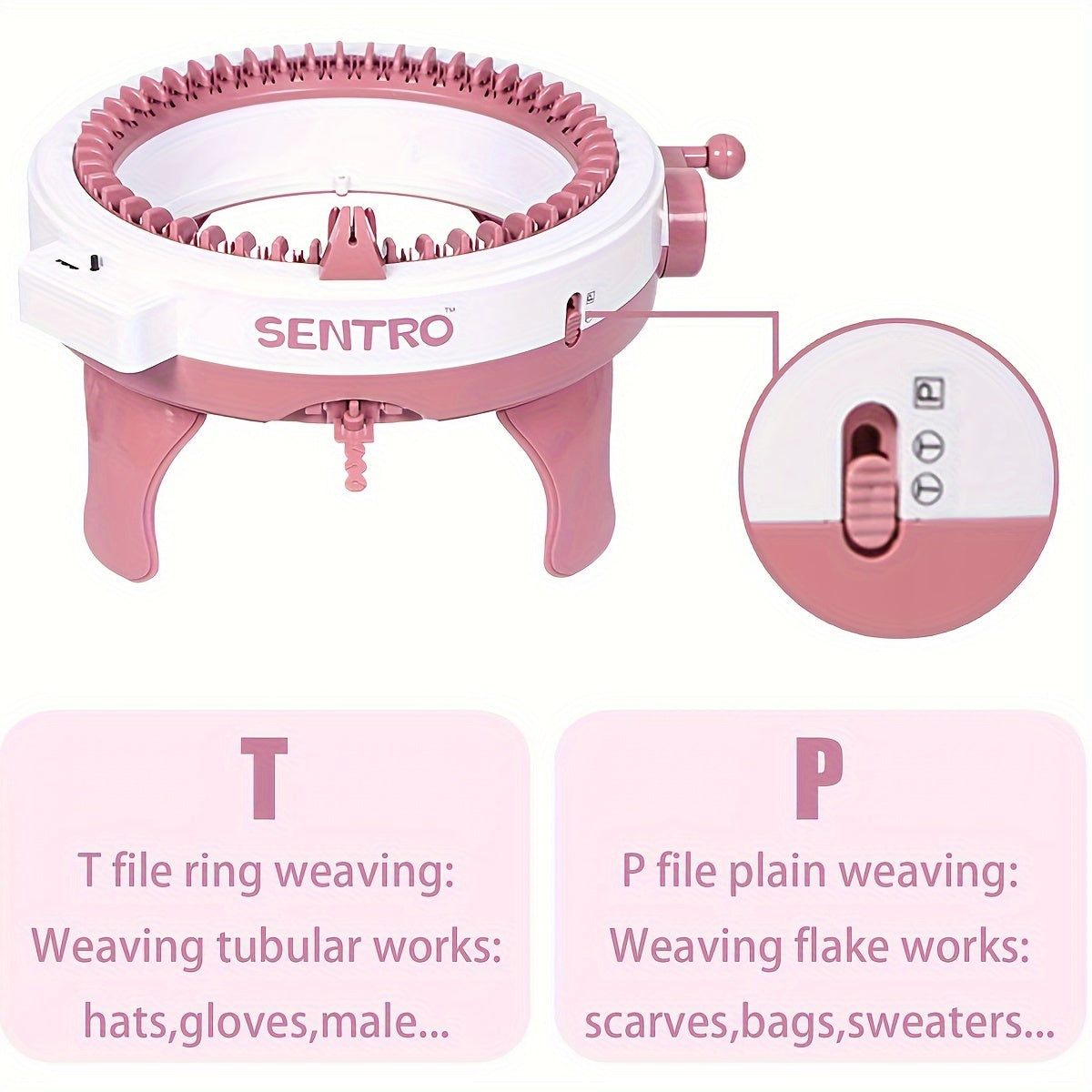 48-Needle Pink Knitting Machine Kit for DIY Crafts