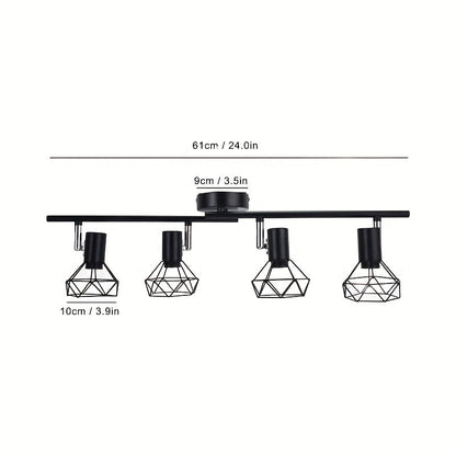 Industrial 4-Light Semi-Flush Ceiling Light