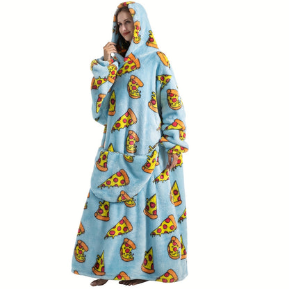Oversized Fleece Blanket Hoodie with Sleeves
