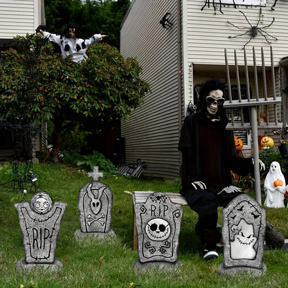 2D Halloween Tombstone Yard Decorations (Set of 4)