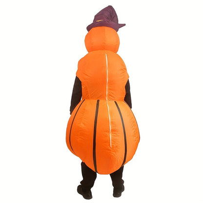 Inflatable Pumpkin Costume with Hat & Expressive Face