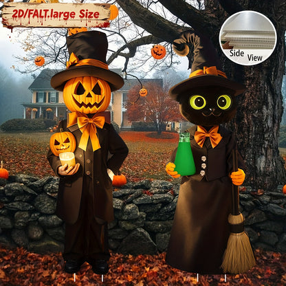Halloween Cat Pumpkin Yard Lawn Ornaments