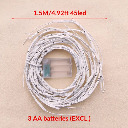 1-Pack Simulated Birch Branch Lights - 4.92ft, 45 Light Beads