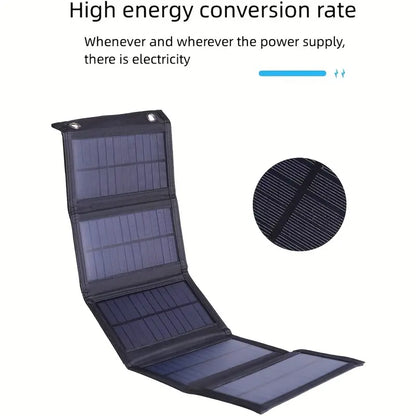 Portable Solar Foldable Charging Pack 35W USB 5V Output - Black