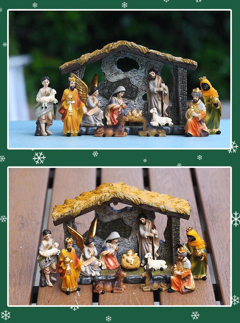 Divine Nativity: 12-Piece Realistic Christmas Figurine Set