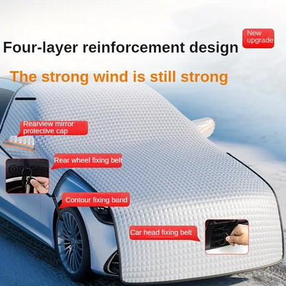Silver Extended Front Windshield Snow Cover - Winter Snow and Frost Protection