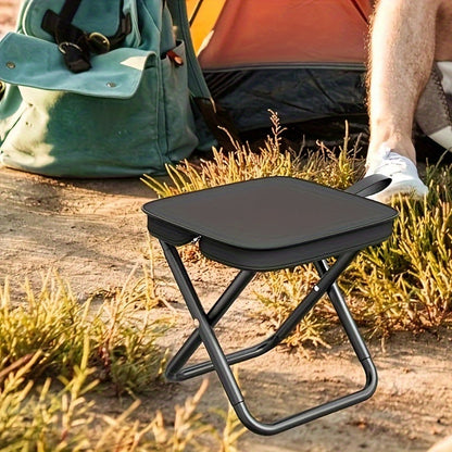 Black Portable Folding Camping Chair and Stool