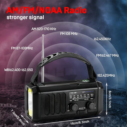 Portable Emergency Radio with Solar Power (10000mAh)