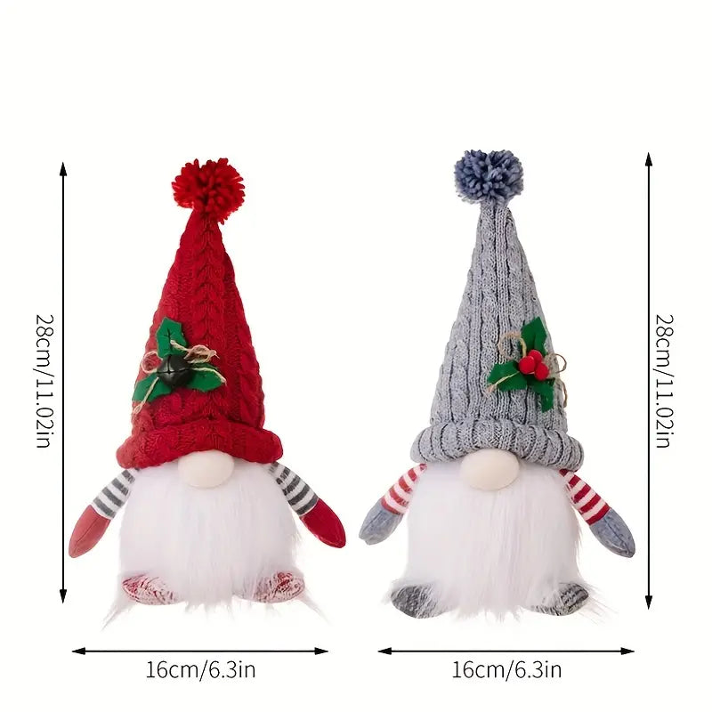 2-Piece Christmas Gnome Set with Light-Up Green Hat & Colorful LED Lights