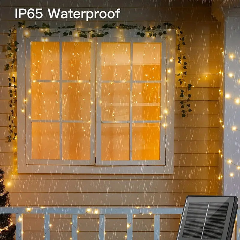 110ft Solar String Lights: 300 LED Waterproof Fairy Lights