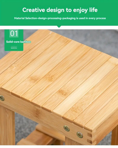 Bamboo Children's Small Stool - Square Shape, 25cm High
