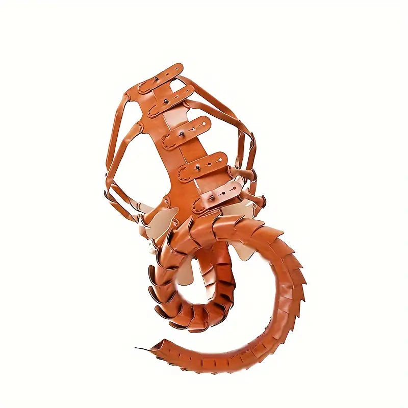 Brown Facehugger Hand Stitch Leather Mask - Costume