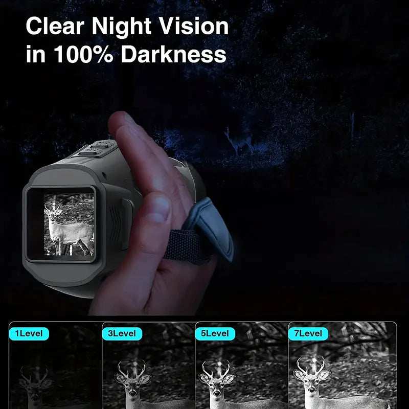 ABS R11 Night Vision Monocular - All Black Vision, 5x Digital Zoom, 984ft Range, 1080P Video, USB Charging