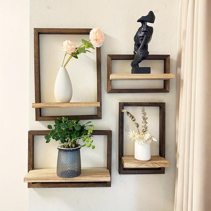 Wooden Wall Shelf Set Display Boxes