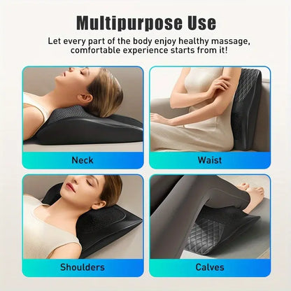 Cordless 3D Kneading Massage Pillow With Heat - Rechargeable Back Massager