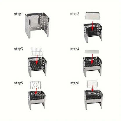 Portable Stainless Steel Wood Stove: Multi-functional Square Cookware(1pc)