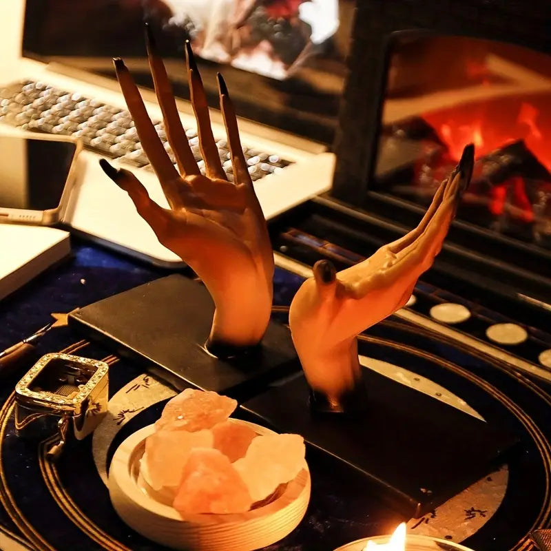 2-Piece Hand Bookends - Resin Decor