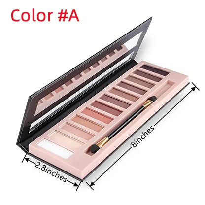 Glamour 12 Colors Nude Eyeshadow Palette, Professional, Matte and Shimmer Options