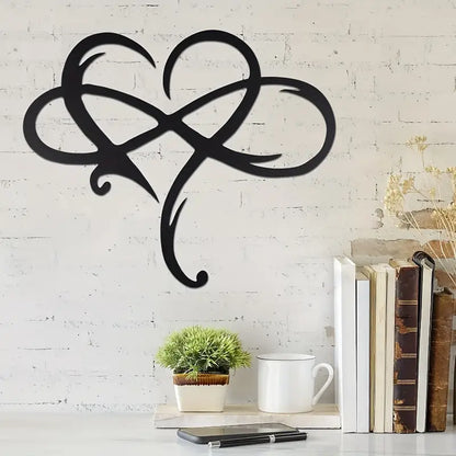 Infinity Heart Black Heart-Shaped Metal Wall Decor Love Sign Plaque