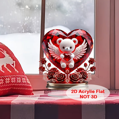 Crystal Bear Holding Heart Ornament