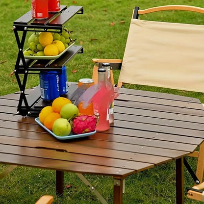 Portable Beech Wood Folding Table - Walnut Color