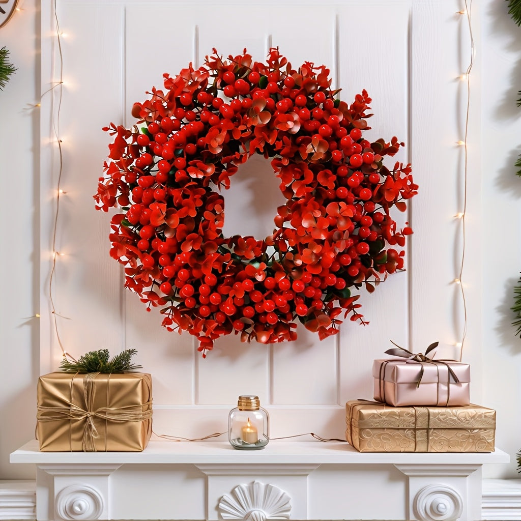 Red Berry & Eucalyptus Christmas Wreath Door Decoration