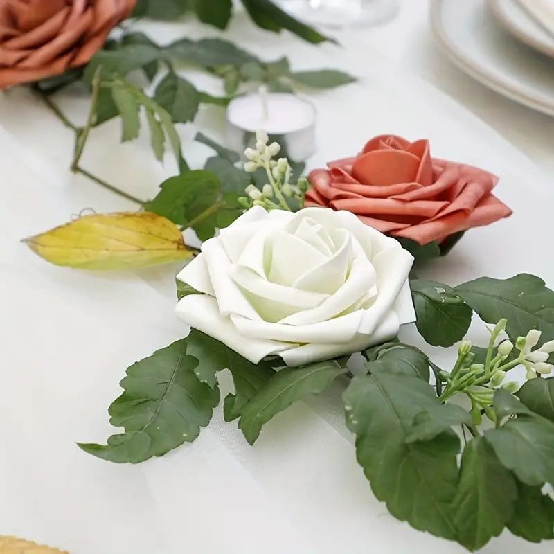 25-Piece Real Touch Ivory Roses: Artificial Flowers for Timeless Elegance