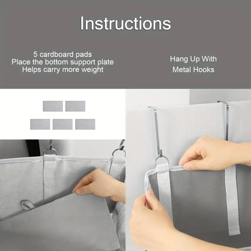 5-Shelf Over-the-Door Organizer with 10 Large Pockets - Light Gray