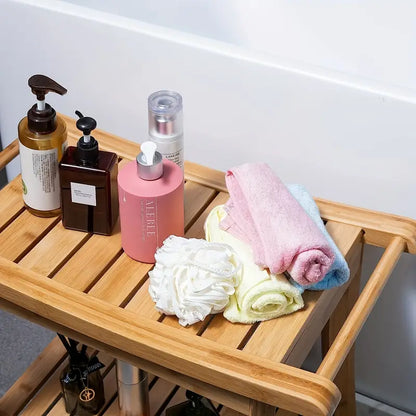 Bamboo Shower Bench with Shelf