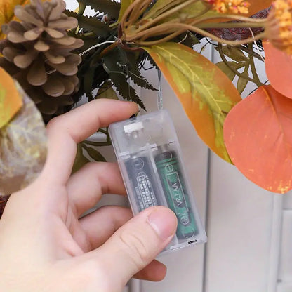 Autumn Glow: LED Light Wreath with Artificial Foliage