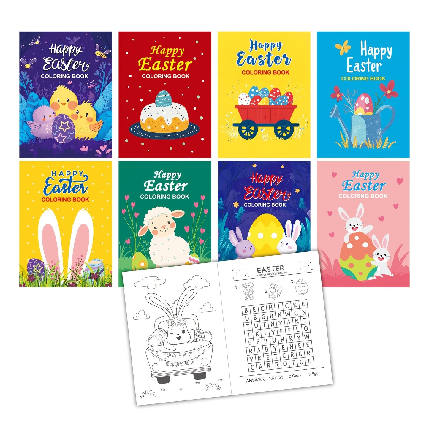 8pcs Easter Coloring Books for Kids