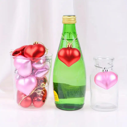 36-Piece Heart Shaped Ornaments Set – Pink & Red