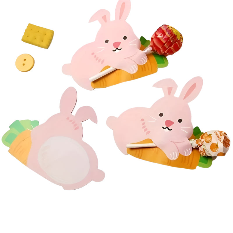 Pink Bunny Lollipop Paper Cards Easter Decorations (50pcs)