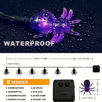 Solar-Powered Spider String Lights for Spooktacular Nights