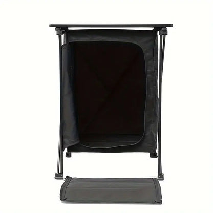 Portable Aluminum Alloy Folding Table for Outdoor Camping - Black