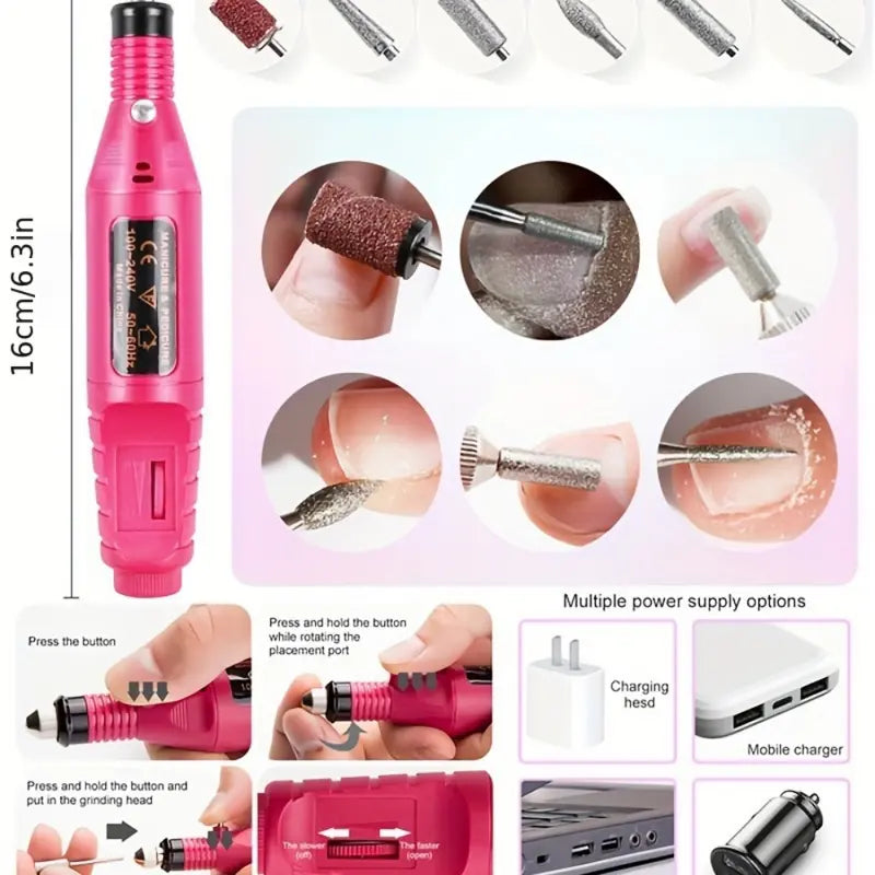 UV LED Nail Drill Kit Acrylic Nail Tips and drill Tools - Complete Manicure and Pedicure Set for Beginners