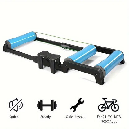 Quiet Indoor Cycling Trainer Rollers - Adjustable Resistance(Blue)